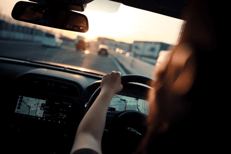 Women driving a car